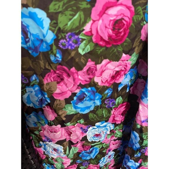 For Love and Lemons Marley Maxi Dress Pink Roses Black Missing Bow Size M NEW - Picture 8 of 9